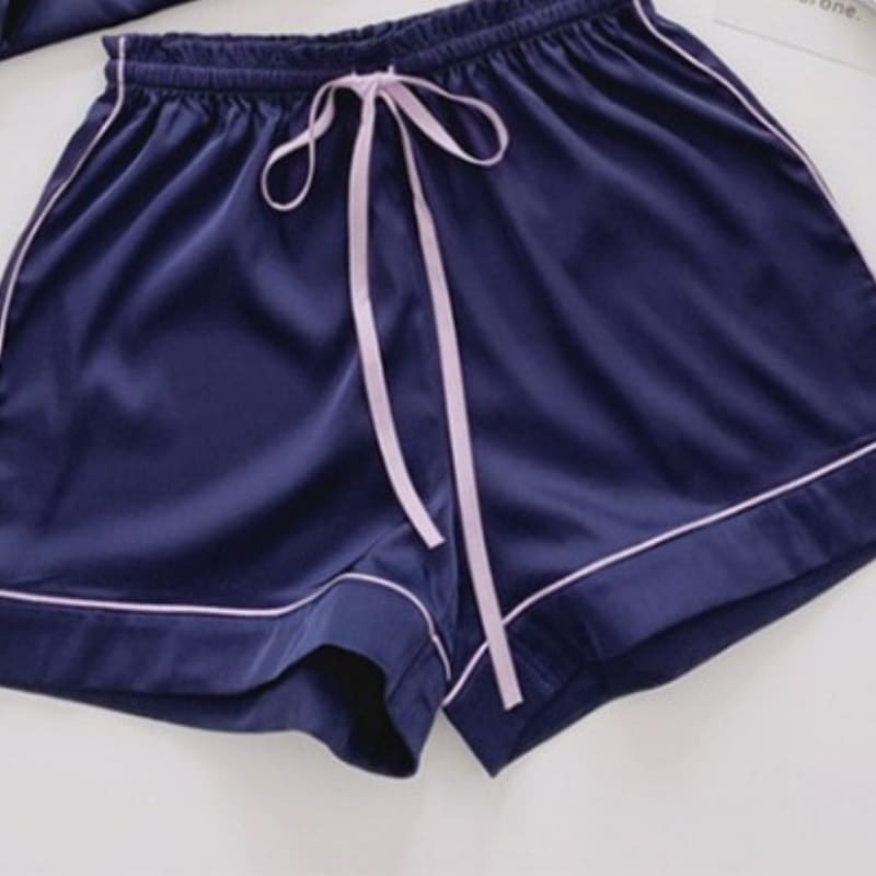 Blue Satin Pajama Set