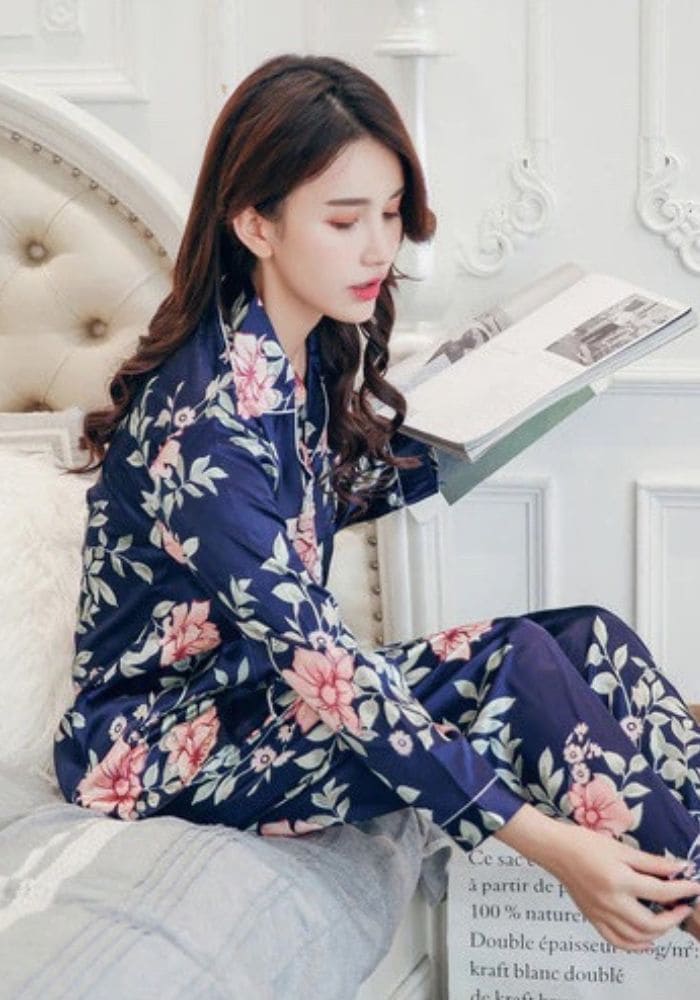 Blue Satin Pajama Set