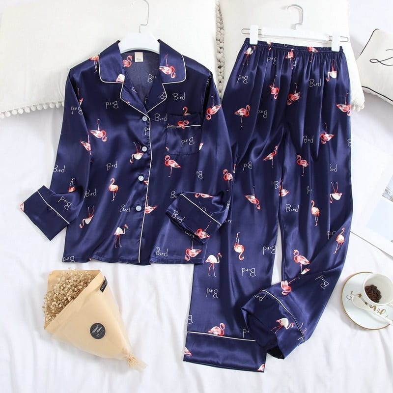 Blue Satin Pajamas Womens