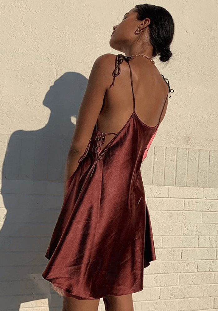 Brown Satin Dress