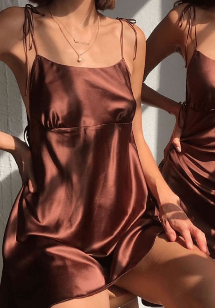 Brown Satin Dress