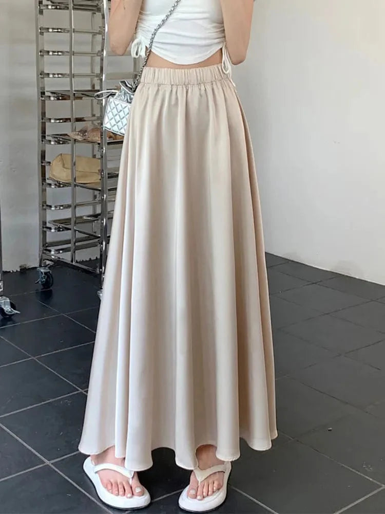 Cream Satin Maxi Skirt