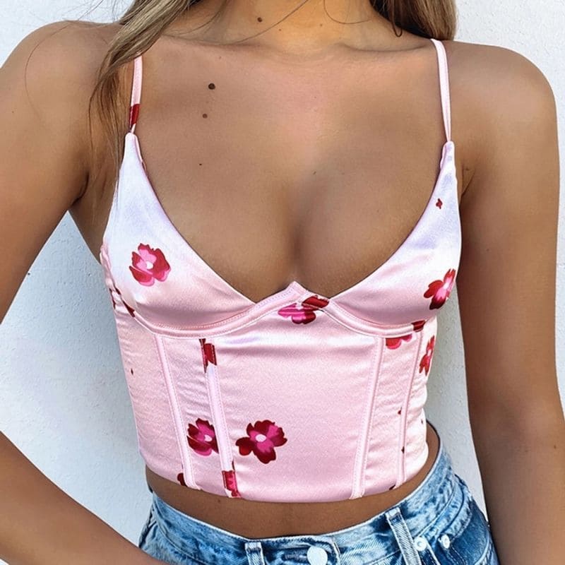 Floral Satin Crop Top
