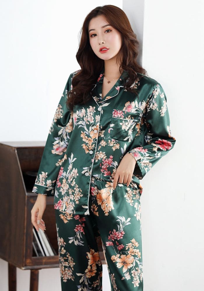 Floral Satin Pajama Set