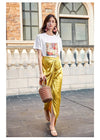 Gold Satin Maxi Skirt