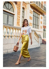 Gold Satin Maxi Skirt