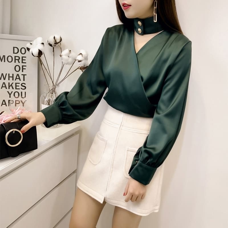 Green Satin Blouse