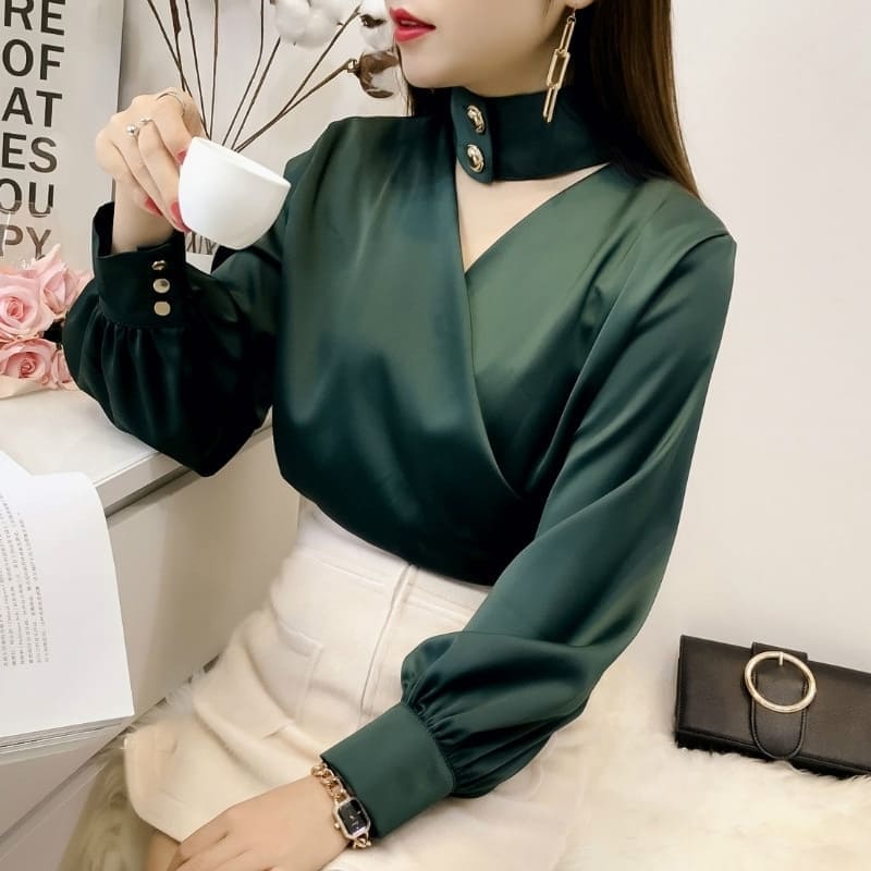 Green Satin Blouse