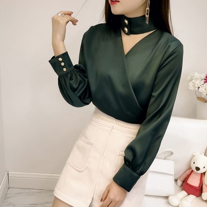 Green Satin Blouse
