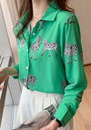 Green Satin Button Up Shirt