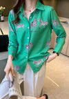 Green Satin Button Up Shirt