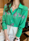 Green Satin Button Up Shirt