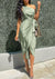 Green Satin Midi Dress