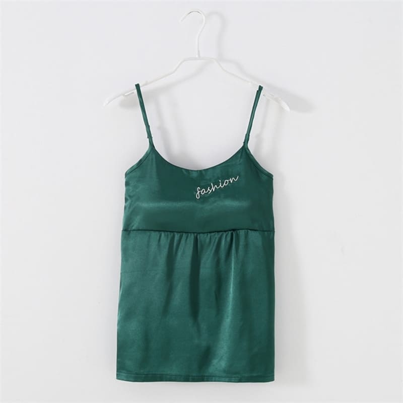 Green Satin Pajama Set Women