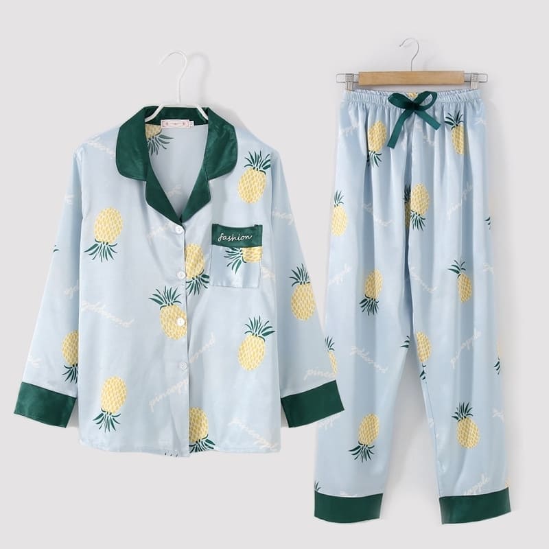 Green Satin Pajama Set Women