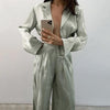 Green Satin Pants Set