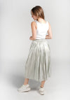 Green Satin Pleated Maxi Skirt