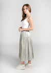 Green Satin Pleated Maxi Skirt