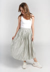 Green Satin Pleated Maxi Skirt