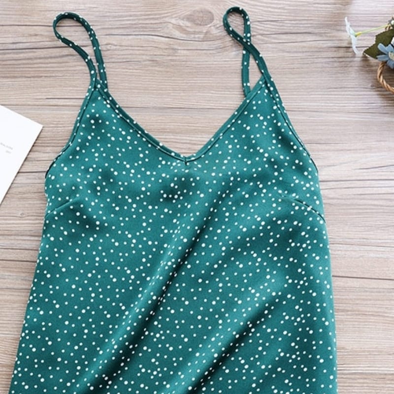 Green Satin Tank Top