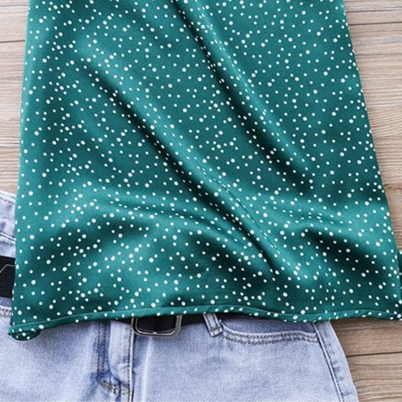 Green Satin Tank Top