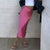 Hot Pink Satin Midi Skirt