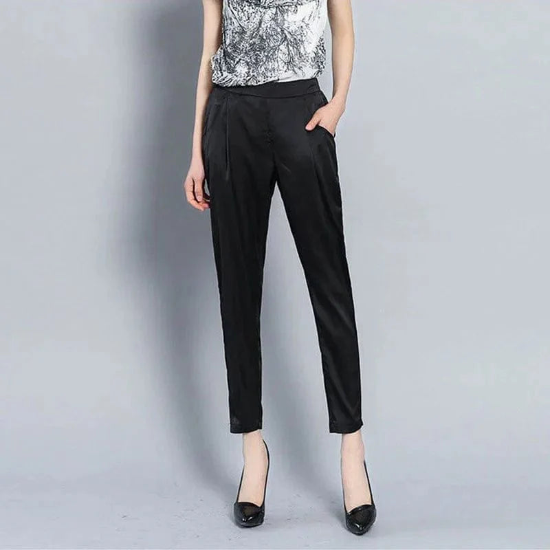 Ladies Black Satin Pants