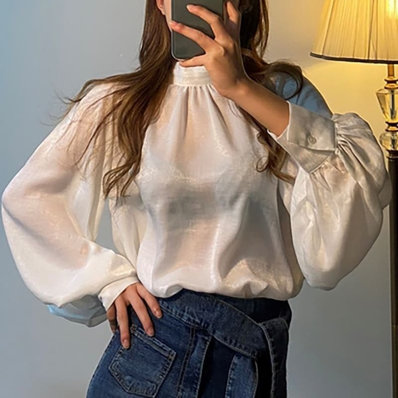 Ladies White Satin Blouse