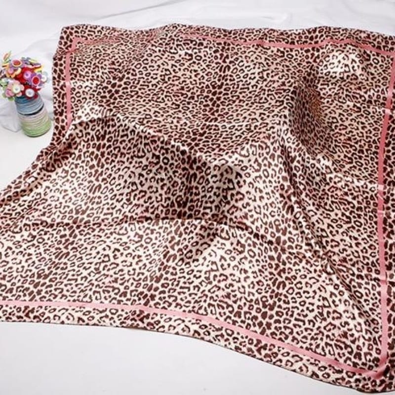 Leopard Print Satin Head Scarf
