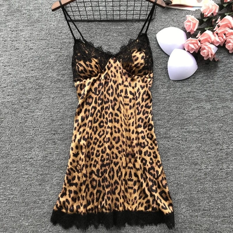 Leopard Print Satin Pajama Set