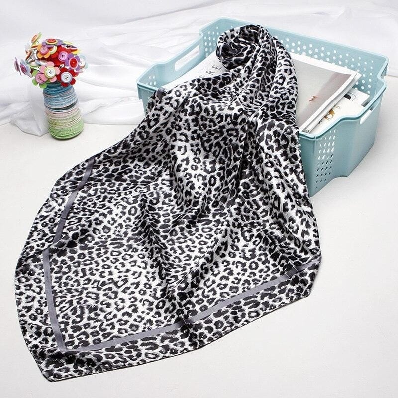 Leopard Print Satin Scarf