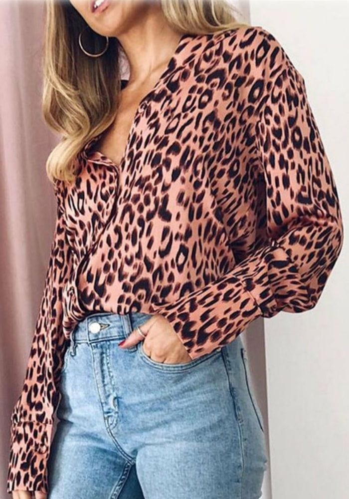 Leopard Print Satin Shirt