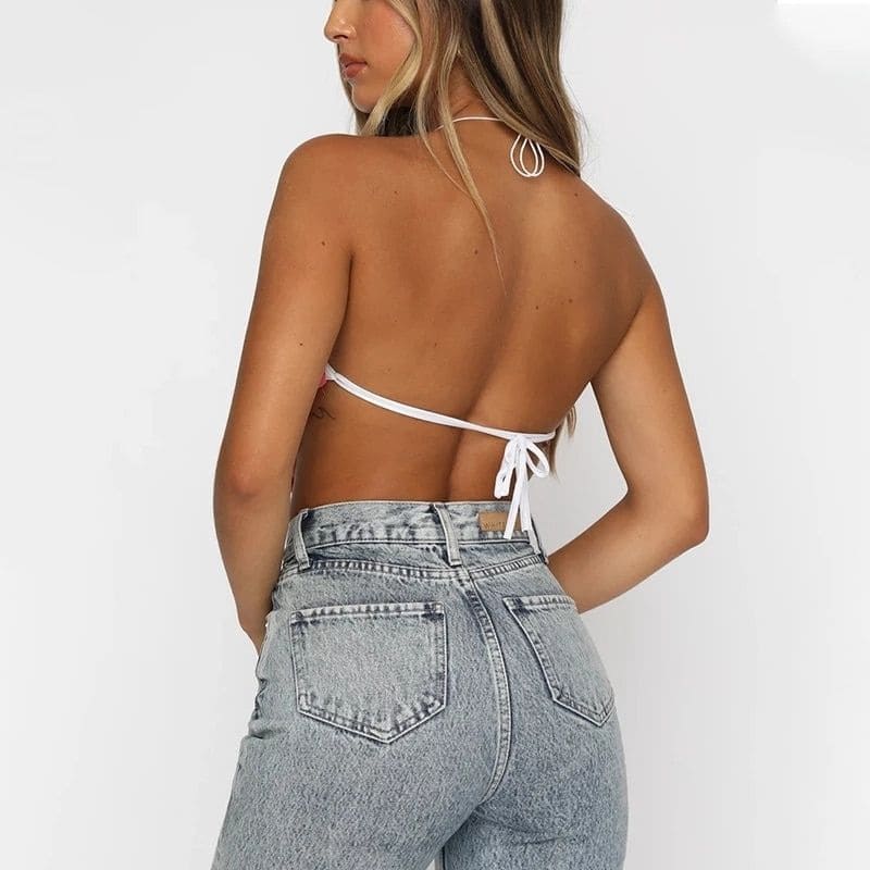 Light Blue Satin Crop Top