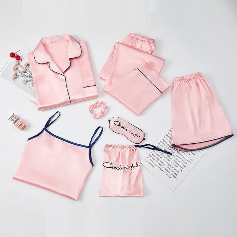 Light Pink Satin Pajama Set