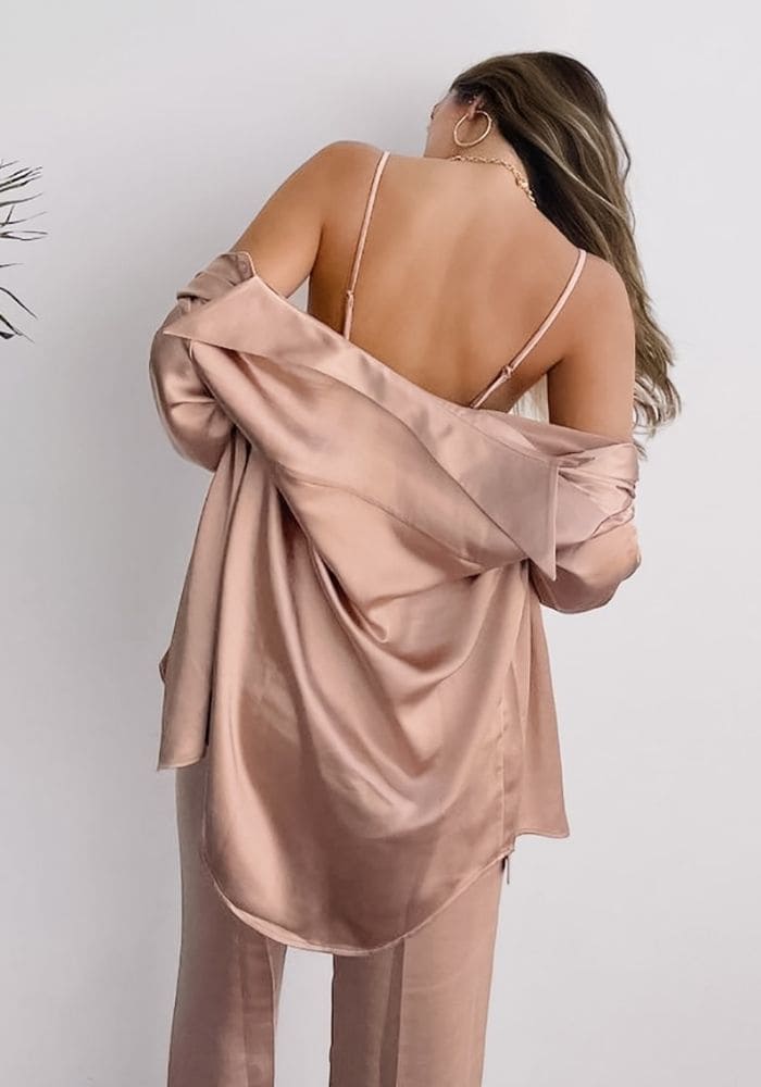 Light Pink Satin Pajamas