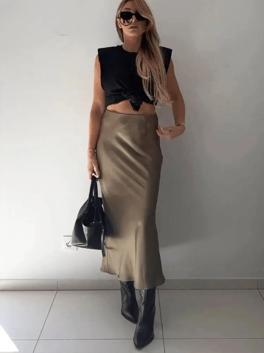 Long Satin Maxi Skirt