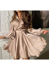 Long Sleeve Satin Dress