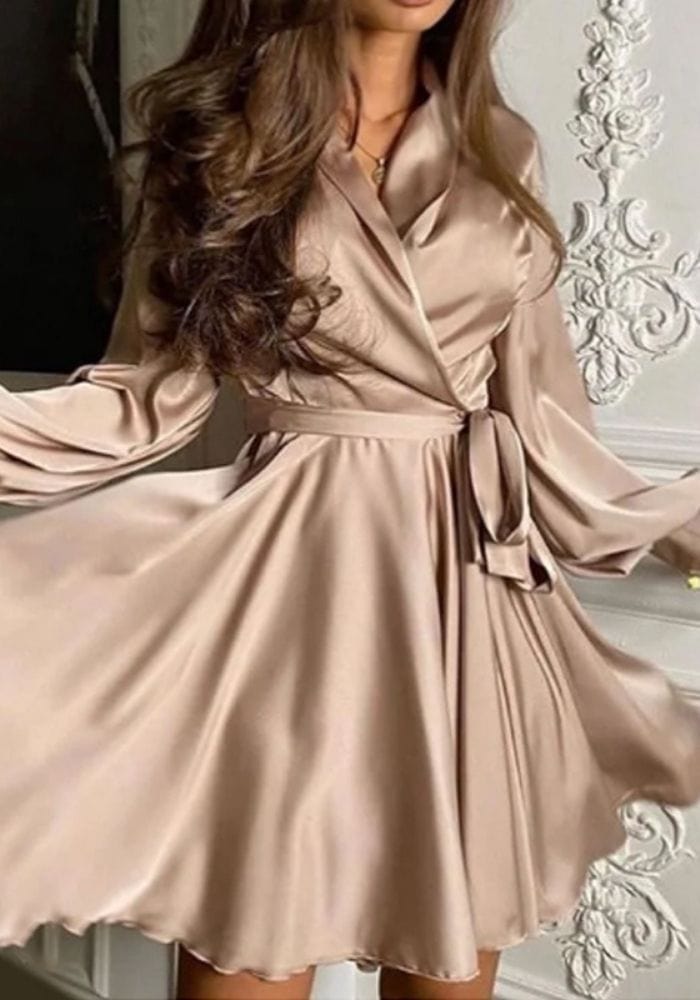 Long Sleeve Satin Dress