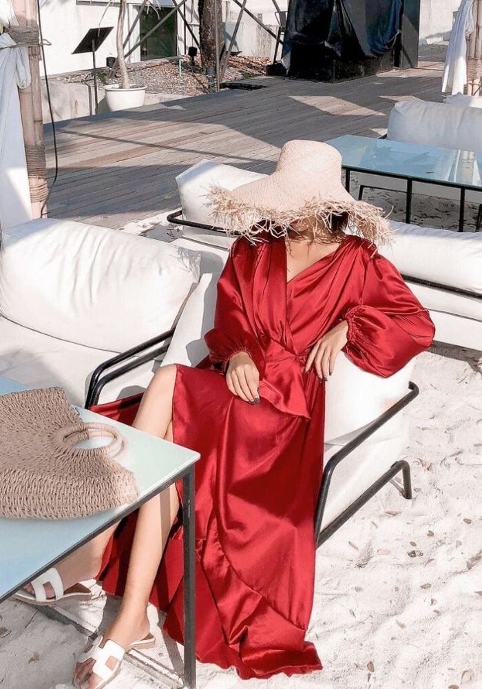 Long Sleeve Satin Maxi Dress