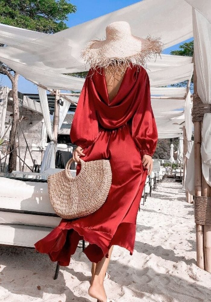 Long Sleeve Satin Maxi Dress