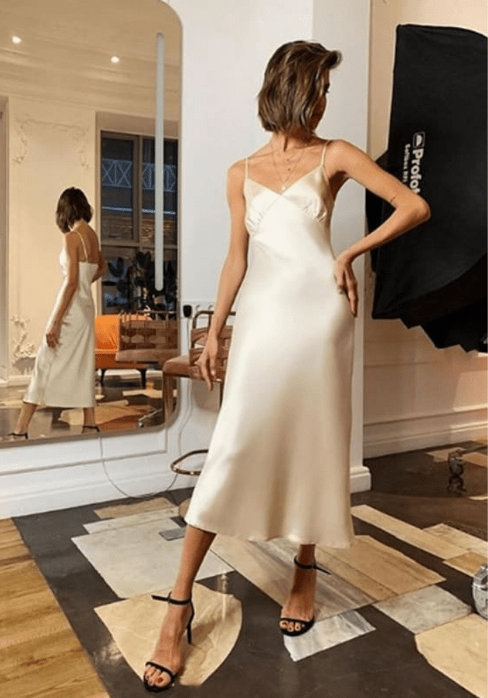 Long White Satin Dress