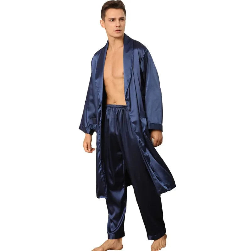Mens Blue Satin Pajamas