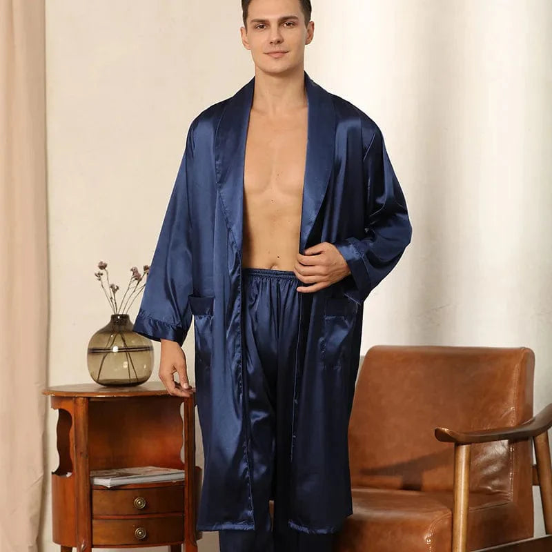 Mens Blue Satin Pajamas