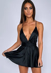 Mini Black Satin Dress