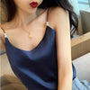 Navy Blue Satin Tank Top