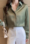 Olive Green Satin Shirt