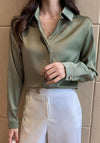 Olive Green Satin Shirt