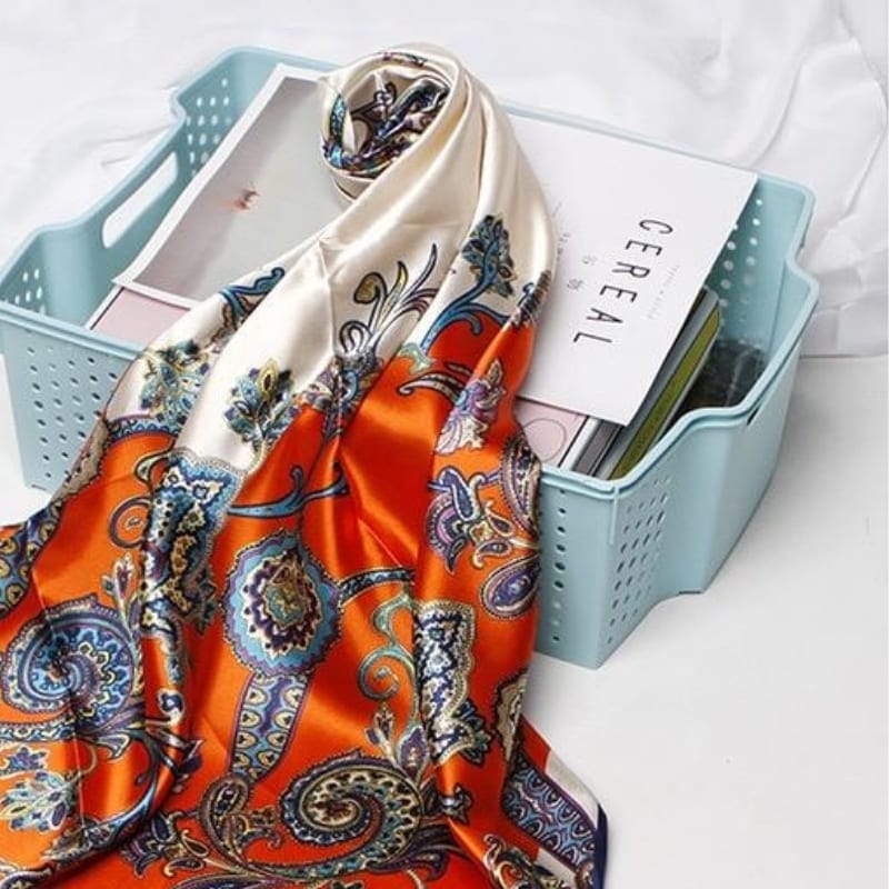 Orange Satin Head Scarf