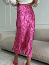 Pink Satin Midi Skirt