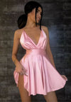 Pink Satin Mini Dress